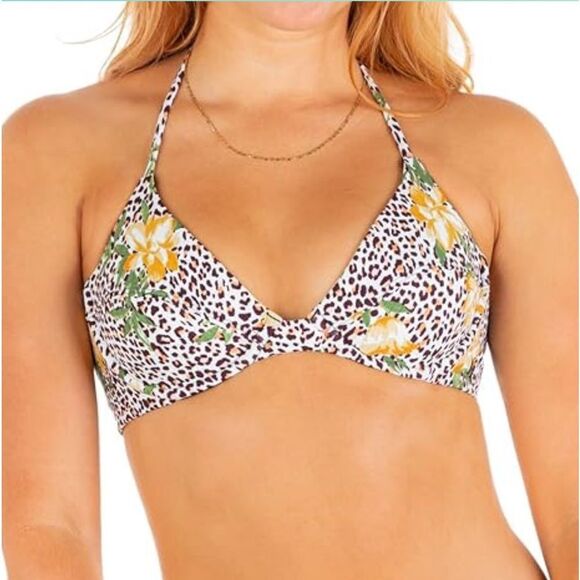 HURLEY WOMEN’S BATHING SUIT TOP UNDERWIRE JUNGLE CAT IN (XS) HAS ADJ NECK NWT - Picture 3 of 4